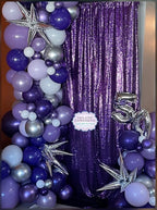 Poise3EHome Purple Sequin Backdrop Curtain,4 Panels 2FTx8FT Glitter Background for Halloween Party Birthday Wedding Christmas Thanksgiving Holiday Festival Decor