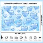 Sensfun 8x6ft Light Blue Heart Backdrop Early 2000s Party Decorations Old School Backdrops Valentines Day 90s Hearts Y2K Birthday Party Banner Newborn Photography Background Selfile Photo Booth Props