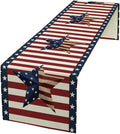 4th of July Table Runner, Patriotic Independence Day American Stars Stripes Flag Print Table Runner for Farmhouse Kitchen Dining Holiday Birthday Party, 13x36inch