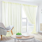 PARTISKY 10ftx7ft Ivory Chiffon Backdrop Curtains, Wrinkle-Free Sheer Fabric Photo Drapes for Wedding Ceremony Arch Birthday Baby Shower Photography Stage Decor 5ft x 7ft, 2 Panel