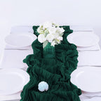Emerald Green Cheesecloth Table Runner - 10FT x 35Inch Boho Gauze - 16PCS - Rustic Sheer Table Decor for Wedding, Party, Baby, Bridal Shower