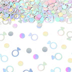200PC Wedding Confetti for Tables Bachelorette Confetti Ring Confetti Scatters Suitable for Iridescent Themed Bridal Shower Engagement Hen Party Decorations