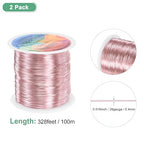 2-Rolls 0.4mm Jewelry Wire, 26 Gauge 328FT Craft Wire Copper Beading Wire for Jewelry Making/Planting/Weaving/DIY Crafting, Soft Metal Wires [100M, Rose Golden]