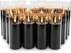 24Pack Black Flickering Flameless LED Candles with Remote & Timer, Small Pillar Acrylic LED Candles Perfect for Indoor/Outdoor Decor,Wedding,BBQ and Gift - Easily Create a Magical Atmosphere.