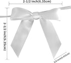 50pcs 2-1/2" White Satin Ribbon Bows with Twist Ties for Wedding Box Gift Wrapping Packing Christmas Decoration (White)