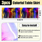 3 Pack 29x108 Inch Rainbow Foil Fringe Table Skirts Metallic Banner for Tinsel Streamer Garland Backdrop for Parade Floats Wedding Thanksgiving Birthday Christmas Halloween Party Decoration