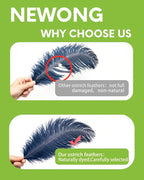 NEWONG 30pcs Navy Blue Ostrich Feathers Natural Bulk 8-10inch(20-25cm) Vase Craft Wedding Home Party Centerpieces Christmas Day Decoration