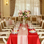 TURSTIN 4 Packs Satin Tablecloth 102 x 58 Inch Overlay Satin Table Cover Rectangle Bright Silk Tablecloth Smooth Fabric Table Decoration for Wedding Banquet Party Events, Red