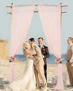 DUOBAO Peach Voile Curtains 2 Panels, 29''x96'', Rod Pocket, Living Room Drape, Sheer Chiffon Drapes for Window, Beach Curtain, Photography Backdrop