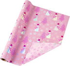 LeZakaa Christmas Pink Wrapping Paper Jumbo Roll, Snowman Christmas Tree & Snowflake Metallic Foil, Rose Gold Foil Reversible Design for Festive Winter Holiday, Family Gathering, 30 inches x 32.8 Feet