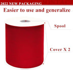 Red Tulle Fabric Rolls 6 Inch by 200 Yards (600 feet) Fabric Spool Tulle Ribbon for Christmas Gift Wrapping DIY Red Tutu Bow Baby Shower Birthday Party Wedding Decorations Craft Supplies