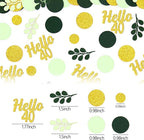 300PC Gold Glitter and Sage Green Happy 40th Birthday Decorations for Men/Women Greenery 40th Birthday Confetti for Table Forty Party Decor Supplies