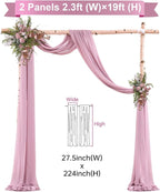 Arch Drapes for Wedding Arch Draping Fabric Dusty Rose Sheer Backdrop Curtain for Ceremony Bridal Party Decor 19Ft Length x 28" Width 2 Panel