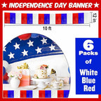 6 Pack 10 Ft White Blue Red Foil Fringe Garland Metallic Streamers Tinsel Banner Wall Hanging Garland Backdrop for Parade Floats, Halloween, Christmas, Thanksgiving, New Year Party Decorations