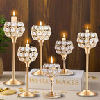 Crystal Candle Holders Set of 16 for Wedding Centerpieces Gold Or Silver Candle Holders Bulk Decorative Tealight Candle Holder for Wedding, Party,Table Centerpieces Decoration (Golden, 4Sets(12 Pcs))