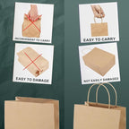 METRONIC Paper Gift Bags 5.25x3.75x8 50Pcs, Christmas Gift Wrap Bags with Handles, Brown Kraft Paper Bag for Small Business, Bulk Party Favors Bag for Birthday, Shopping, Retail, Made in USA