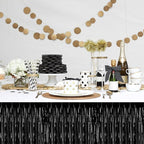 3 Pack 29x108 Inch Black Foil Fringe Table Skirts Metallic Banner for Tinsel Streamer Garland Backdrop for Parade Floats Wedding Thanksgiving Birthday Christmas Halloween Party Decoration
