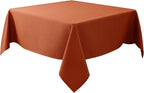 Biscaynebay Fall Tablecloth Textured Fabric Square Tablecloths 90x90 Inch, Rust Thanksgiving Autumn Harvest Water Resistant Fabric Tablecloths for Kitchen, Dining, Wedding, Parties Machine Washable