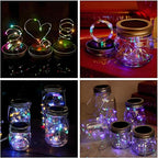 VOOKRY 12 Pack Solar Mason Jar Lights, 30 LED Mason Jar Lids Waterproof Firefly Fairy String Lights with 12 Hangers(No Jars), for Outdoor Patio Garden Yard Lawn Party Wedding Decoration - Multicolor
