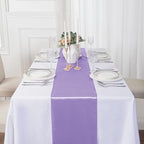 12Pack Table Runner 12 x 108 Inches Satin Silk Table Runner for Wedding, Birthday Party, Banquets, Graduations Decoration, fit Rectange and Round Table-Lavender