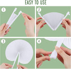 MCEAST 160 Pack Folding Wedding Paper Fans White Handheld Folding Fan Round Shaped Wedding Fans with Plastic Handle for Wedding Birthday Party Favors Supplies Home Decoration (Round)