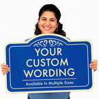 Custom Decorative Outdoor Metal Sign - Personalized Aluminum Driveway Sign, Waterproof, Made in USA - Design 1 Blue Steel, 18x12 In