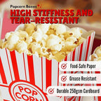 ZEEGO0 100-Pack Popcorn Boxes, Sturdy and Durable Popcorn Bucket, 7.75in Tall Large Capacity Containers, Cups & Bowls, Convenient Movie Night Supplies, Perfect for Families, Parties, Carnivals