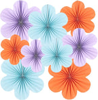 SUNBEAUTY 9 PCS Flower Party Decorations Paper Fans Classroom Decoration Paper Floral Backdrop Decor Paper Fans Decoration Hanging Paper Fans