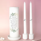 Unity Candles for Wedding, Modern Unity Set, Custom and Personalized Taper Candles with Bible Quote, Unscented White Premium Wax, Religious and Wedding Ceremony, Special Events (Custom Initials)