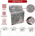Christmas Snowflakes Cotton Linen Table Runner for Dining Kitchen, Xmas Tree Snow Winter Wedding Outdoor Party Tablerunners Decoration, Grey Balls Dresser Scarf Coffee Tablecloth Runners 13x60 Inches