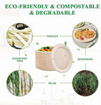 Vplus 100% Compostable Oval Paper Plates 10 inch 125 Pack Super Strong Disposable Paper Plates Bagasse Natural Biodegradable Eco-Friendly Sugarcane for BBQ, Party, Gathering, and Picnic