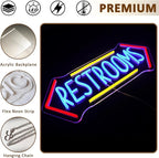 Restroom Neon Sign for Wall Decor, Toilet Led Signs for Bathroom, Unisex Bathroom Sign, USB Dimmable Neon Lights for Restrooms Shop Business Market Store Restaurant Bathroom Bar Hotels