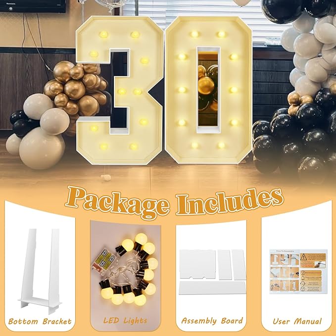 Marquee Light Up Letters: 3FT Large Decorative Signs for Party Decorations Baby Shower Birthday Wedding Engagement Anniversary, 3 Feet Tall Pre-Cut DIY Foamboard Letter A - Easy to Assemble