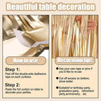 3 Pack 29 x108 Inch Champagne Gold Foil Fringe Table Skirts Metallic Banner for Tinsel Streamer Garland Backdrop for Parade Floats Wedding Thanksgiving Birthday Christmas New Year Party Decoration