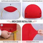 LEBENGURU Upgraded 7.2FT Wedding Arch Cover, Red Spandex Fitted Arch Backdrop Cover, Round Top Chiara Stand Covers for Birthday Party Baby Shower Banquet Balloon Décor