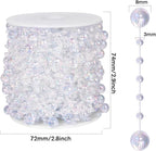 98FT Pearl Beads String Garland, 8mm 3mm Iridescent Faux Pearl Beads Roll Strand Bulk for Wedding Party Flower Christmas Decoration DIY Craft