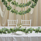 MAKHOT 2pcs Artificial Eucalyptus Garland, 5.9FT Greenery Garland Flower Spring Summer Green Garlands Vines Decoration, Fake Silver Dollar Eucalyptus Leaves Vines for Table Home Wedding Party Decor