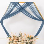 MLMC Dusty Blue Wedding Arch Draping Fabric 4 Panels 29" x 20 FT Extra Long Gauze Drapes Sheer Backdrop Curtains 6.6 Yards Outdoor Drapery Panels for Wedding Ceremony Party Ceiling Decoration