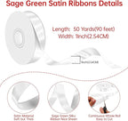 White Satin Ribbon 1 Inch Wide x 50 Yards Polyester, Double Faced Ribbon for Wedding Decorations, Gift Wrapping, DIY Bows, Craft Projects and Party Supplies