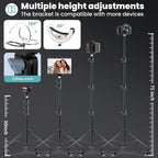 18" Foldable Ring Light with Stand for iPhone ipad Camera, 75" Tripod with Wheels 38W 6500K LED Display/Remote/2 USB Ports Large Big Ringlight Rolling for YouTube Facebook TikTok Live Video Recording