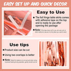 3 Pack 29 x108 Inch Rose Gold Foil Fringe Table Skirts Metallic Banner for Tinsel Streamer Garland Backdrop for Parade Floats Mother's Day, Graduate, Birthday, Wedding Party Decoration