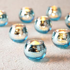 Homemory 12 Pcs Blue Votive Candle Holders, Round Mercury Glass Candle Holder, Tealight Candle Holders for Table Centerpieces, Baby Showe, Anniversary, Wedding, Home Decor, Halloween, Christmas