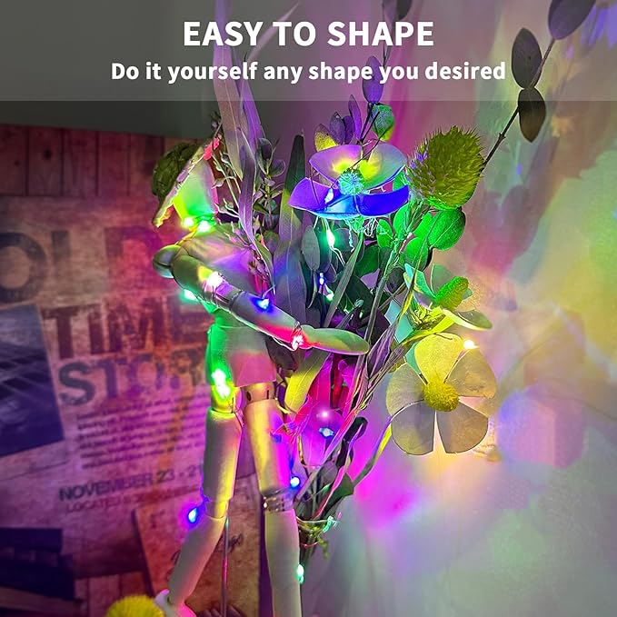 Aogist Led Fairy Lights 3 Modes Battery Operated String Lights Waterproof Silver Wire 7 Feet Firefly Starry Moon Mason Jar Lights for DIY Wedding Party Christmas (Purple, 20 Pack)