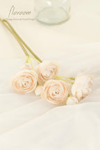 Floroom Ranunculus Artificial Flowers 18 Pcs Champagne Faux Silk Mini Ranunculus Bulk Fake Wedding Filler Flowers for DIY Cream Bouquets, Centerpieces, Bridal Shower Decorations & Arrangements