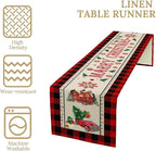 Merry Christmas Table Runner,Winter Xmas Holiday Table Cloth Kitchen Dining Table Decoration for Home Party Decor 13x120 Inch