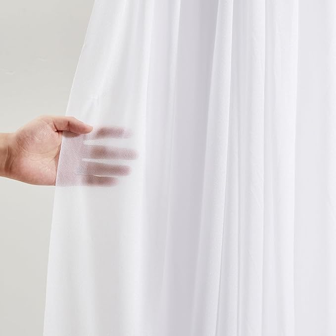 Wedding Arch Draping Fabric 2 Panels 30" X 20FT Sheer Arch Drapes Fabric White Backdrop Curtains for Wedding Arbor Ceremony Birthday Party