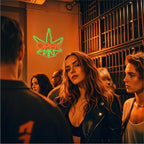Ineonlife Green Leaves Open Neon Sign USB Dimmable Neon Signs for Wall Decor Psychedelic Led Light for Bar Club Cafe Shop Parties Window Decorations Adjustable Art Green Leaves Light