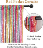 ShinyBeauty Sparkle Backdrop Curtain 2 Panels Set Sequin Photo Backdrop 2FTx8FT Sequin Backdrop Curtain Pack of 2~1220S (2FTx8FT, Rainbow)