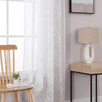 VISIONTEX Sheer Curtains 63 inch Length 2 Panels Set, Decorative White Coral Embroidery, Rod Pocket Embroidered Window Drapes for Living Room and Bedroom, 54" x 63"