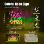 Ineonlife Open Neon Sign Light Up for Wall Decor Yes We Are Open Led Sign for business Acrylic Decoration for bar coffee shop restaurant cafe club party man cave Decorations 13.58x11.81 inch USB POWER
